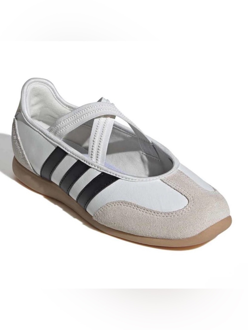 adidas Women's White Black Beige Ballet-Style Sneakers